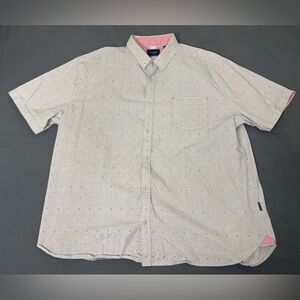Men’s 7 Diamonds Donny Woven Button Up Short Sleeve Shirt XXL Grey Micro Dot